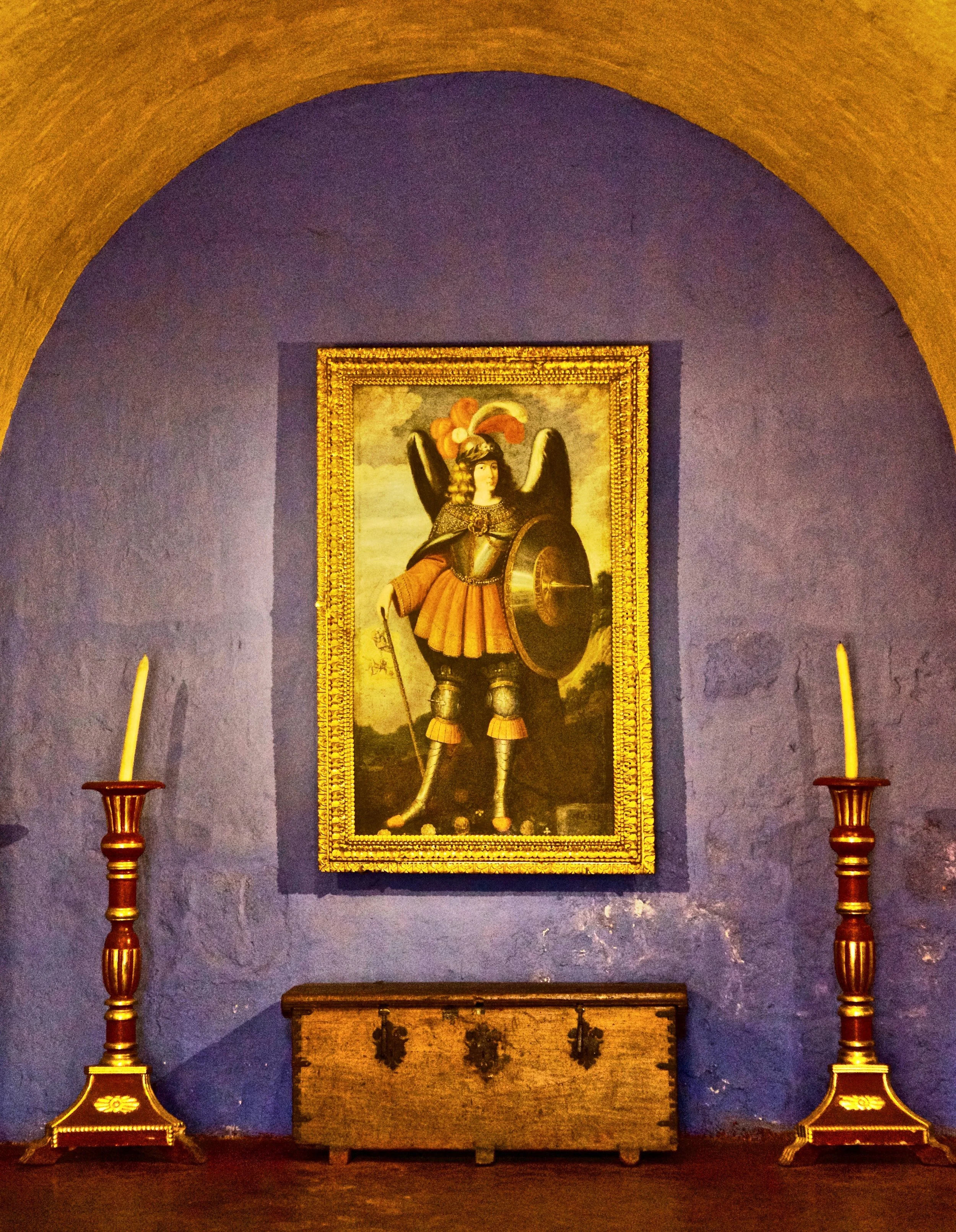 Spanish Nobelman, Box, and Candles in Alcove, St. Catherine's Monastery, Arequipa, Peru 2016 (Still Life 9)