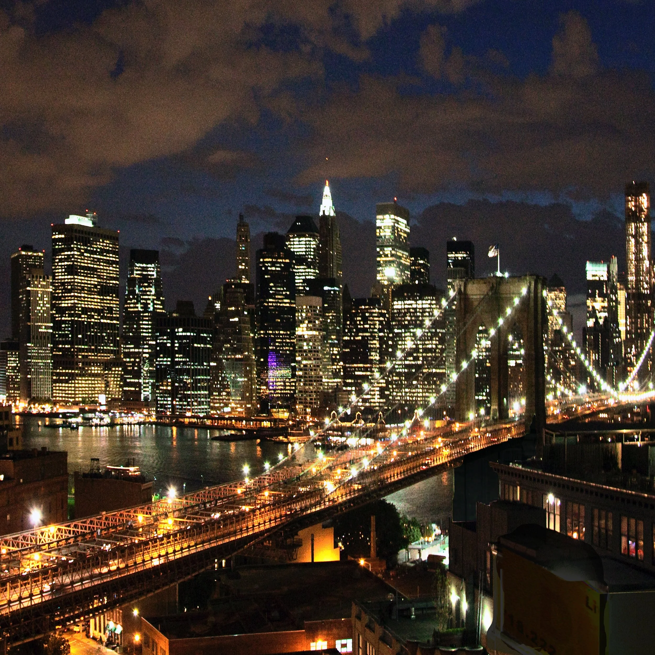 New York at Night, Overlooking the Brooklyn Bridge and Lower Manhattan from DUMBO, Brooklyn, NYC 2010 (Urban Landscapes 5)