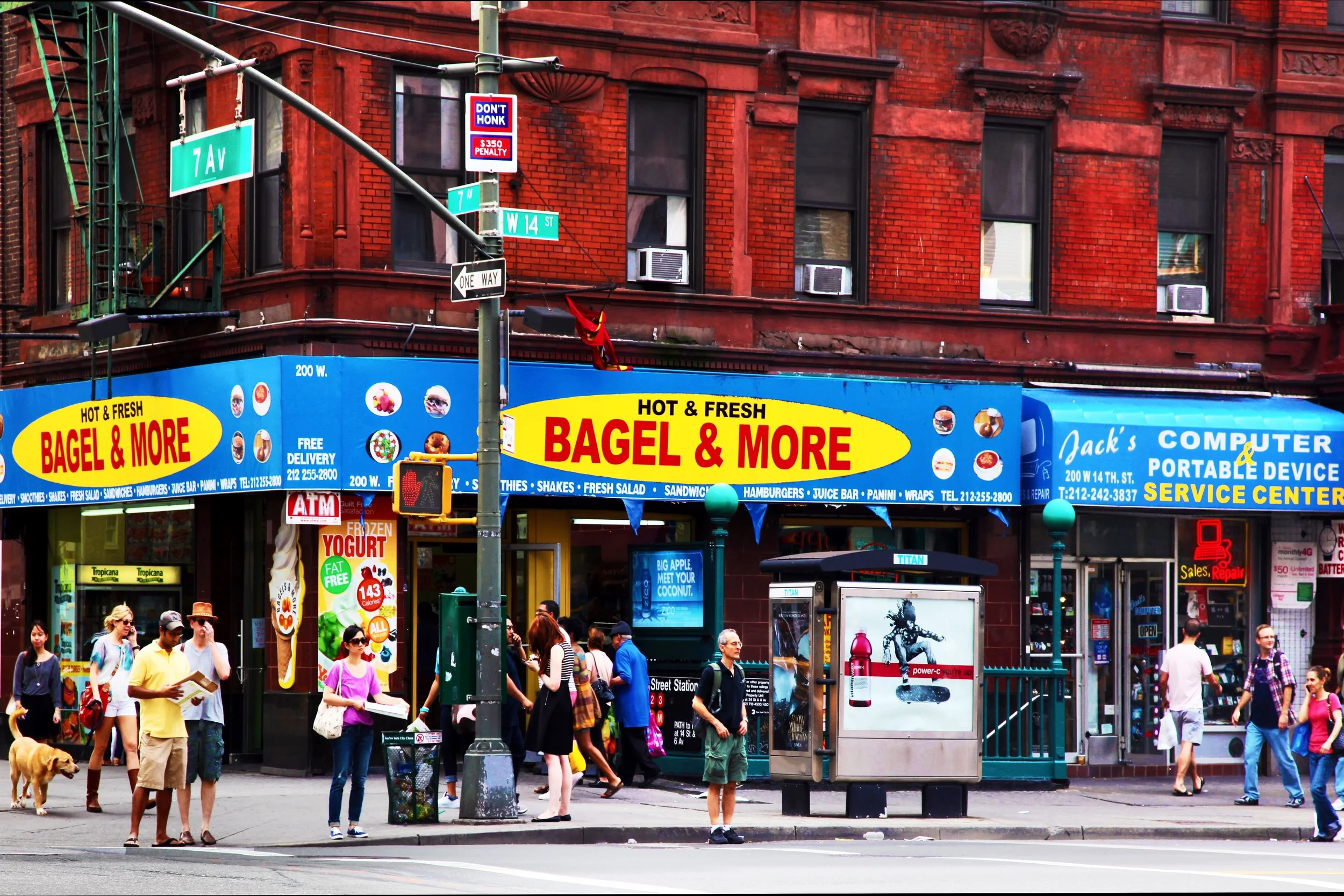 Bagel and More, 14th Street at 7th Avenue, Manhattan, NYC 2012 (Street Life 4)