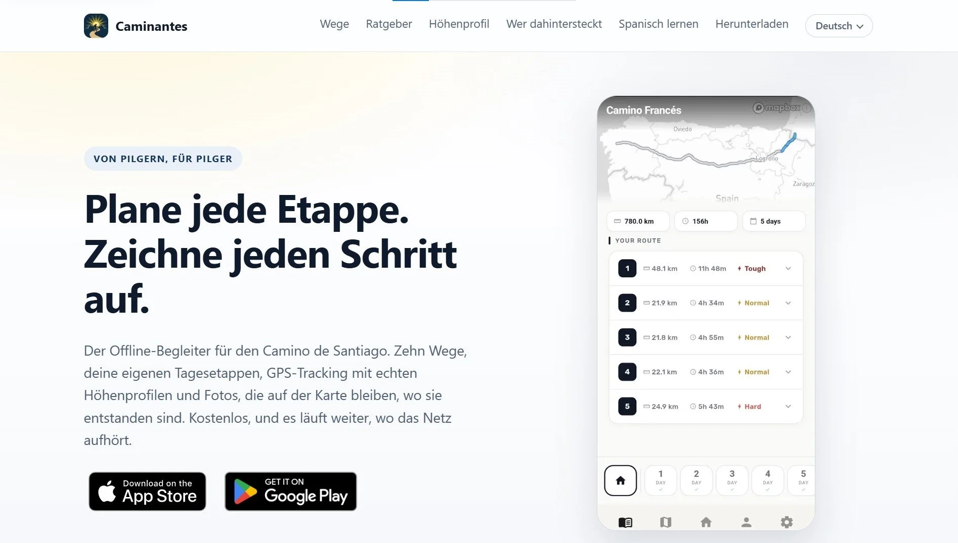 Camino Francés, Screenshot App