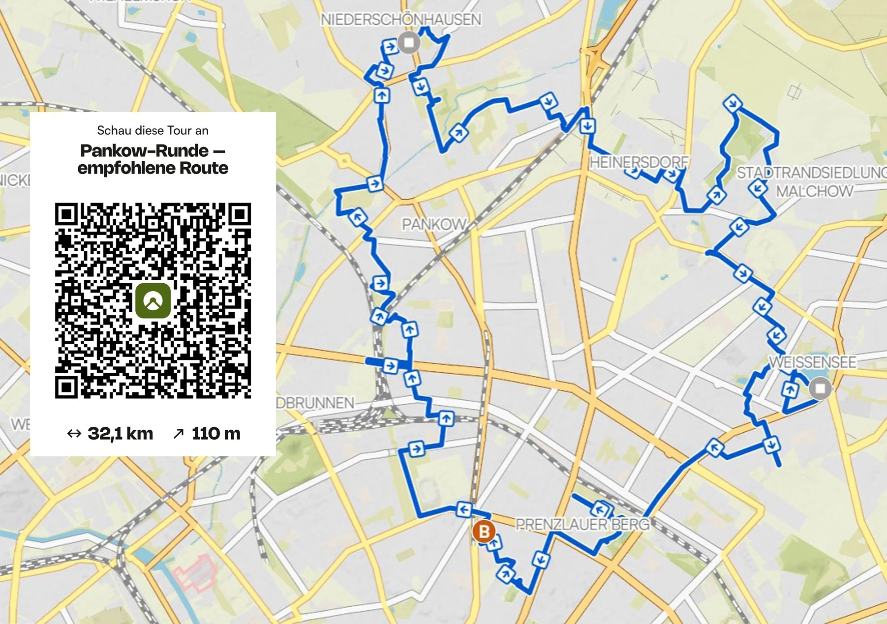 Berliner Bezirke mit dem Fahrrad erkunden, Komoot Tour