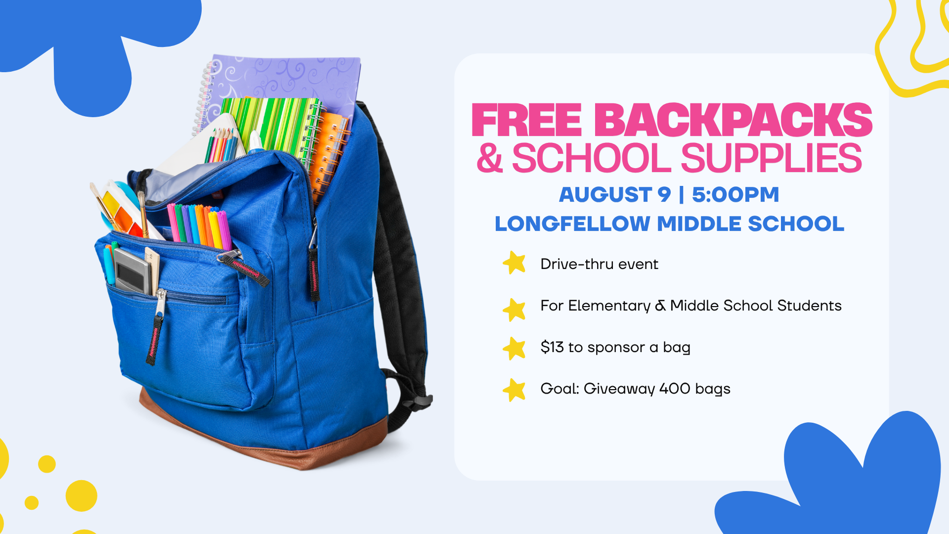 FREE Backpacks & School Supplies