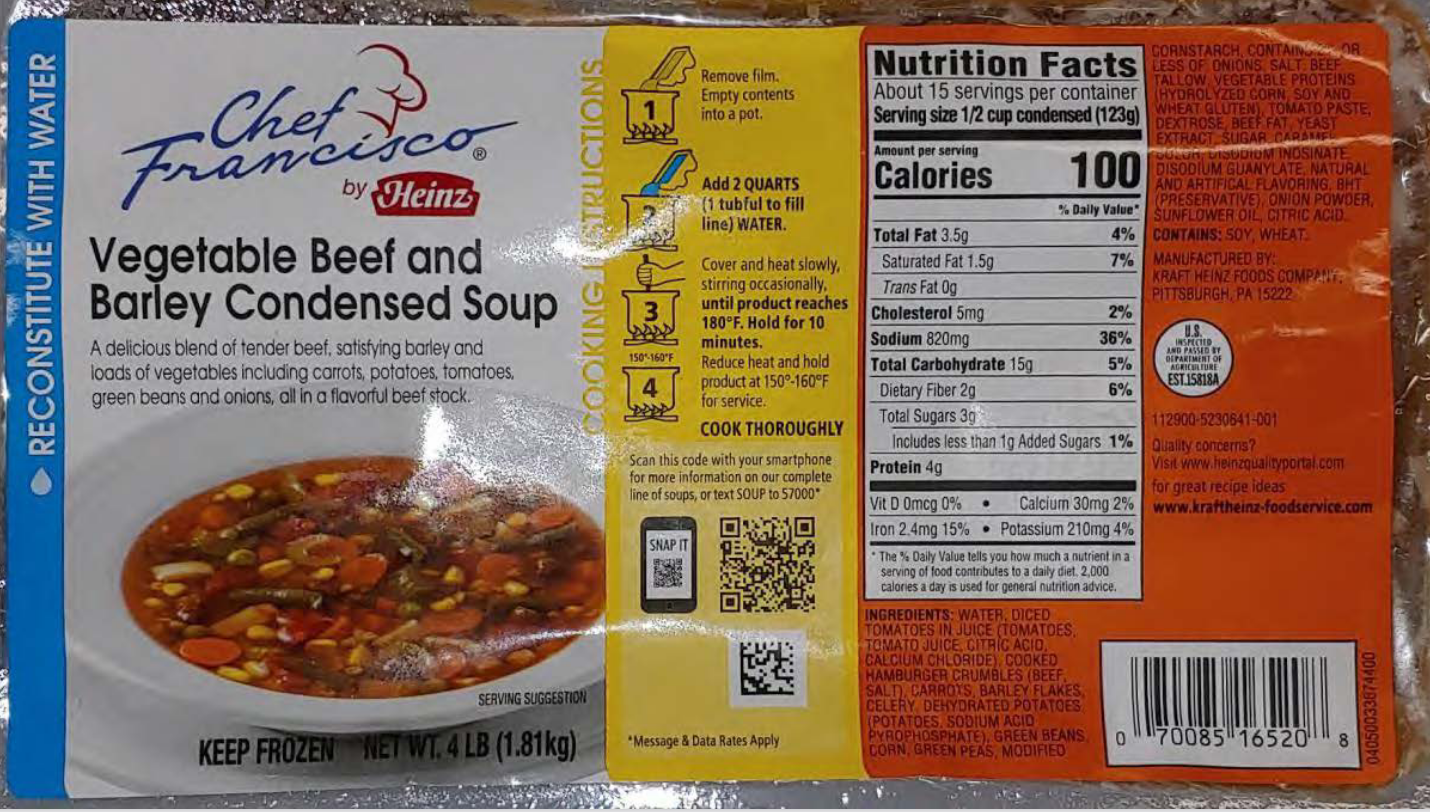 Kraft Heinz Foods Company Recalls Chef Francisco Soup Product Due to Misbranding and Undeclared Allergens