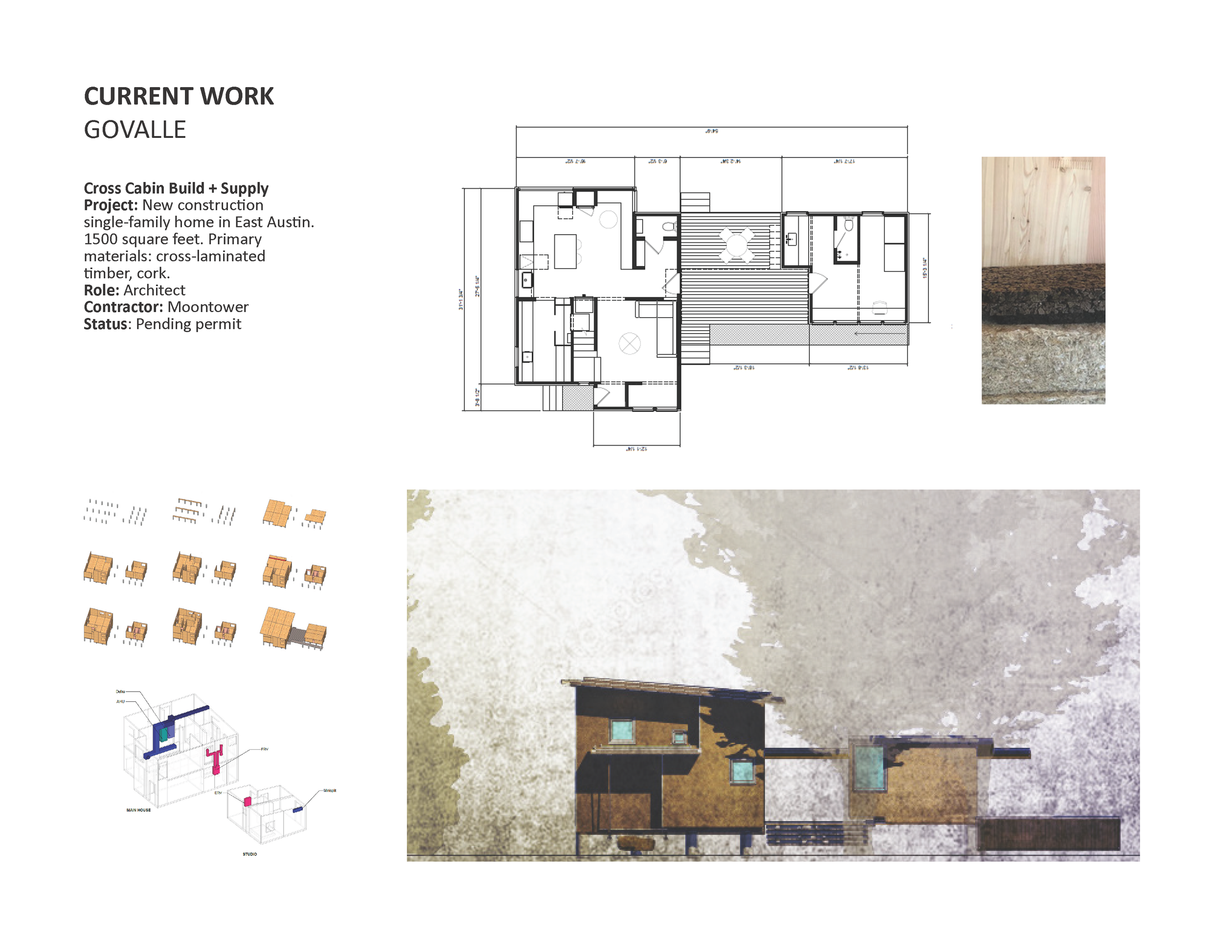 Cross Cabin 2, cross-laminated timber, cork, wood fiber insulation, in construction