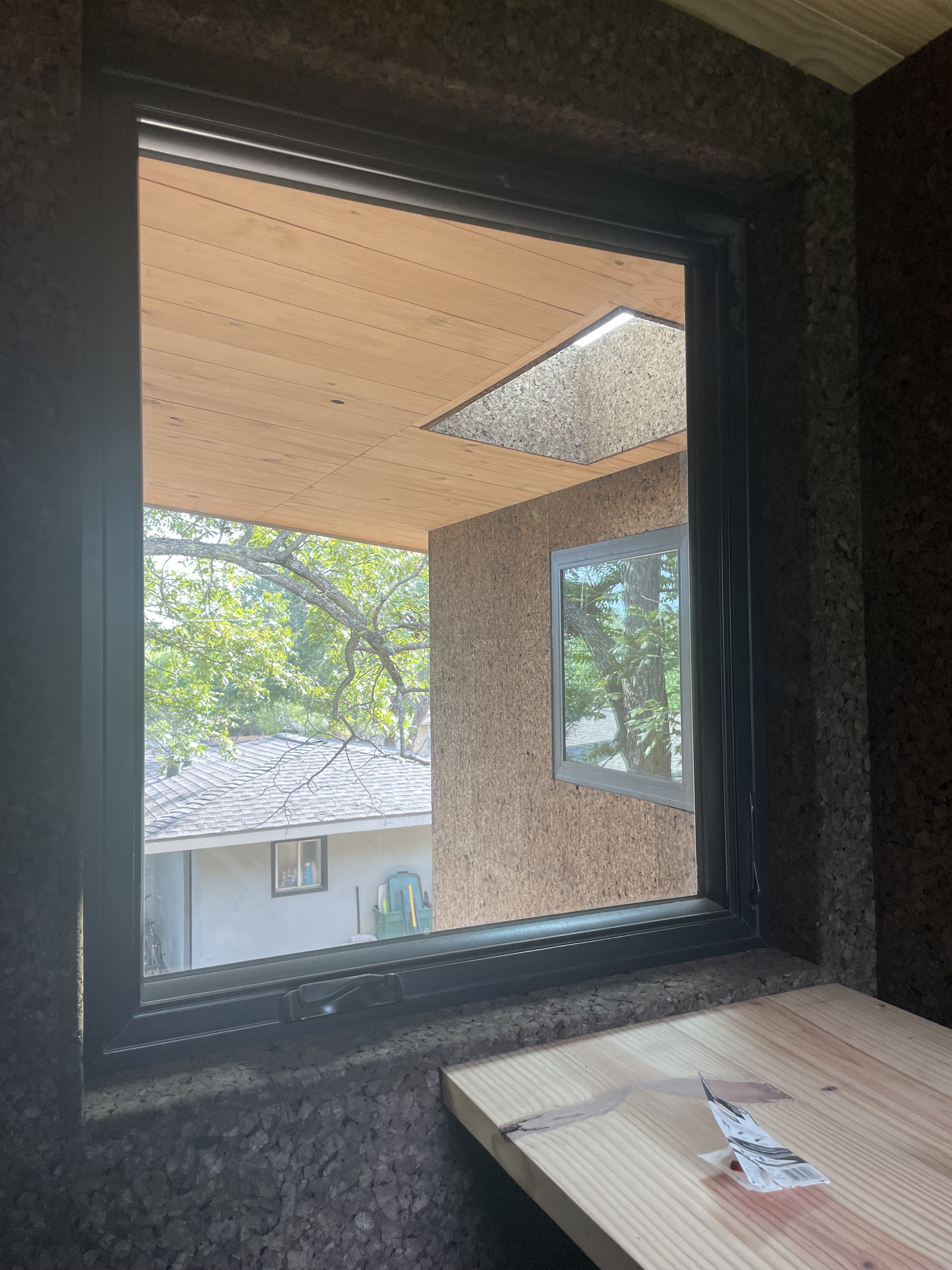 Cross Cabin 1, cross-laminated timber, cork, wood fiber insulation, completed 2025