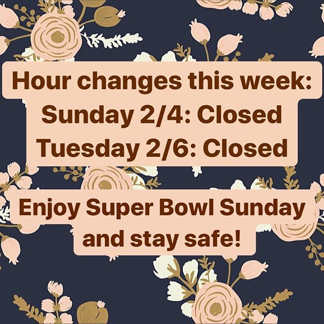 We will be closed Super Bowl Sunday as well as Tuesday 2/6 to attend NYNOW to bring new goodies into the store and your homes! After Tuesday, normal hours resume. Have a safe game day and go birds!🦅