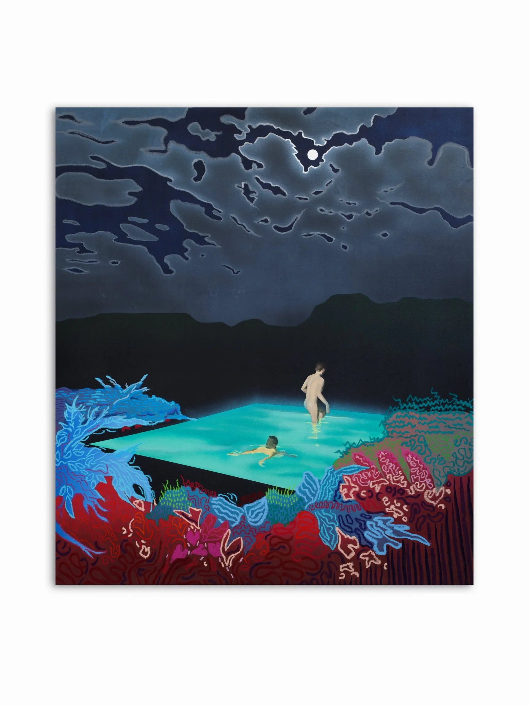  NIGHT SWIM, oil stick and acrylic on canvas, 160 x 140 cm, 2024 