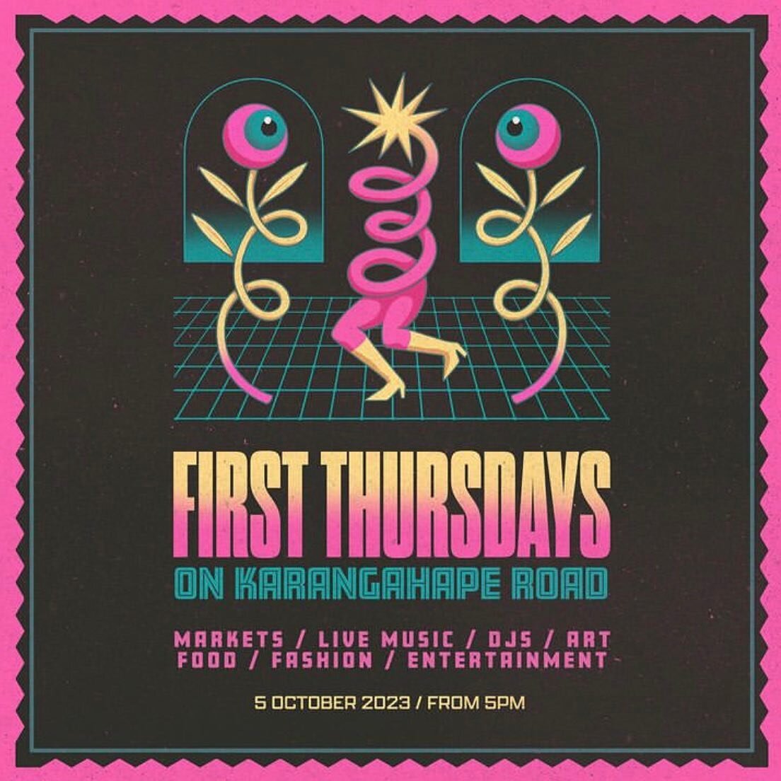 Join us for First Thursdays on Thursday 5th October for our monthly street party on Karangahape Road - Featuring a lineup of local Musicians and DJs, markets, workshops and kai💫💃🏼🙌🏻 
Full Programme below:

𝗣𝗢𝗖𝗞𝗘𝗧 𝗣𝗔𝗥𝗞 𝗦𝗧𝗔𝗚𝗘 - top 