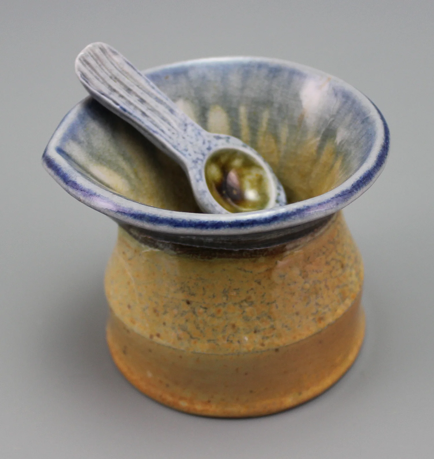 Small vessel with spoon, salt/wood-fired