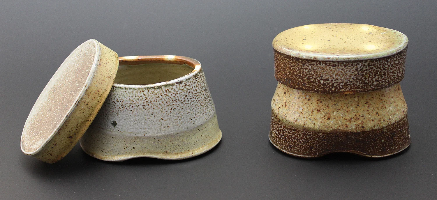 Lidded container, salt/wood-fired