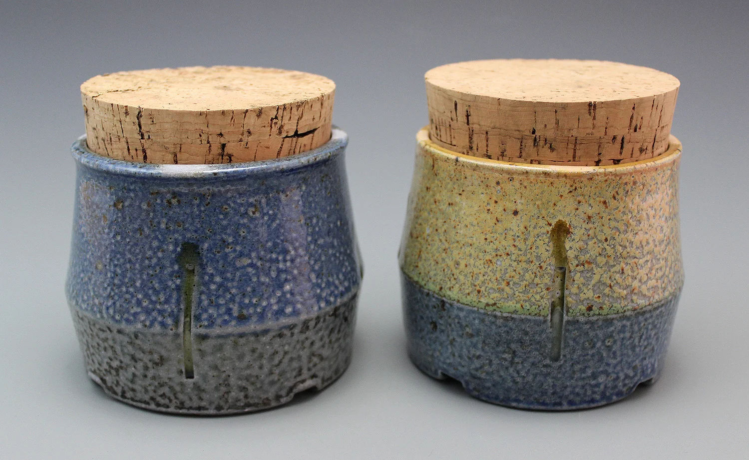 Lidded jar with oak cork, salt/wood-fired