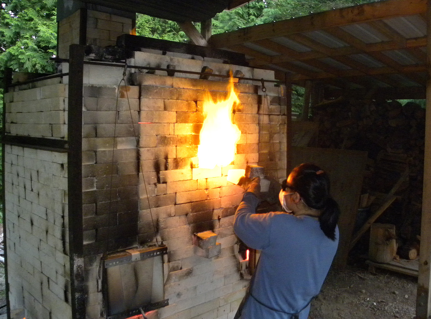 Checking the kiln temperature