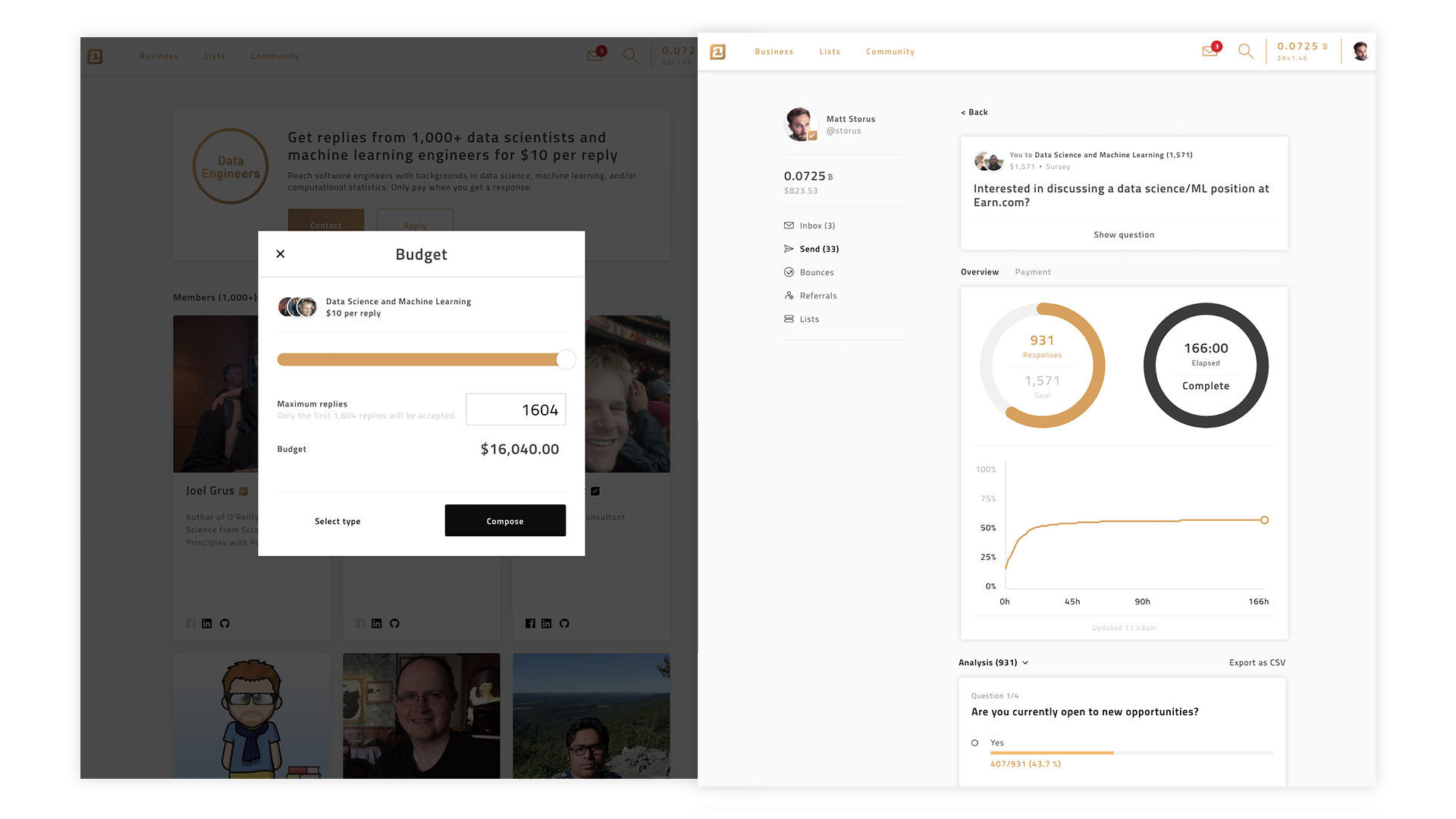 Send tasks to lists of professionals and analyze your responses.