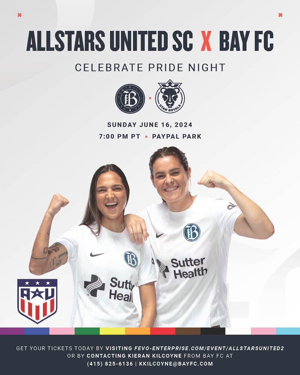 Get ready to circle June 16th on your calendars because something special is coming your way! 

We&rsquo;re throwing a fantastic Allstars United and @wearebayfc Club Night at PayPal Park, kicking off at 7 PM.  As they take on @utahroyalsfc 

It&rsquo