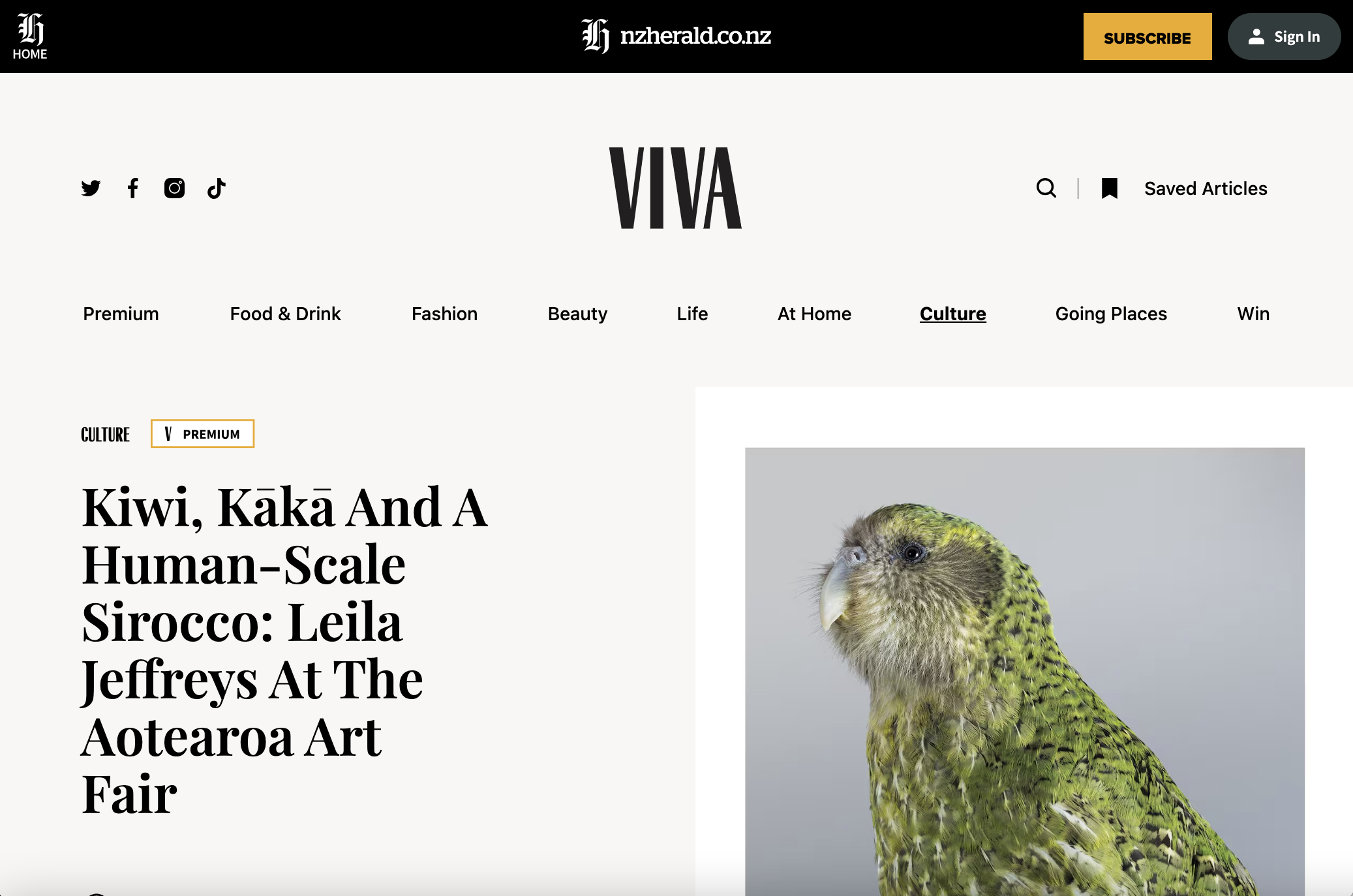 Kiwi, Kākā And A Human-Scale Sirocco: Leila Jeffreys At The Aotearoa Art Fair