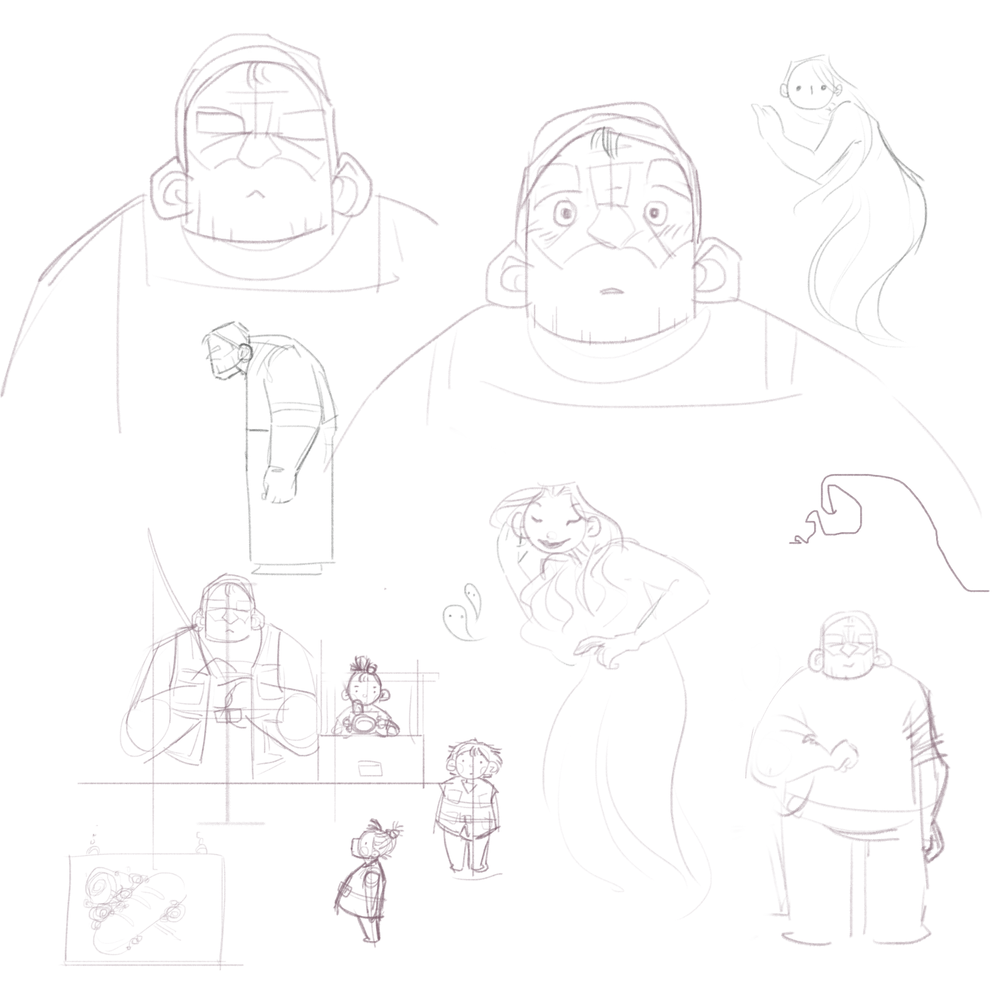 Fisherman and Ghost - Character Design Sketches