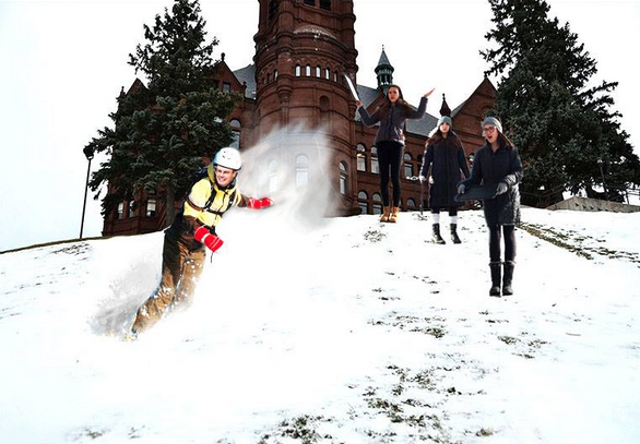 7. Chancellor Syverud – There’s no preface necessary; we all know “Kent” and his reputation. Though, somehow, the otherwise fun-sucking, nebbish, wet blanket chancellor of ours shreds the slope in a rarely mystical form. In his wake he leaves swirls of virgin powder and taken aback students. Gnarly.