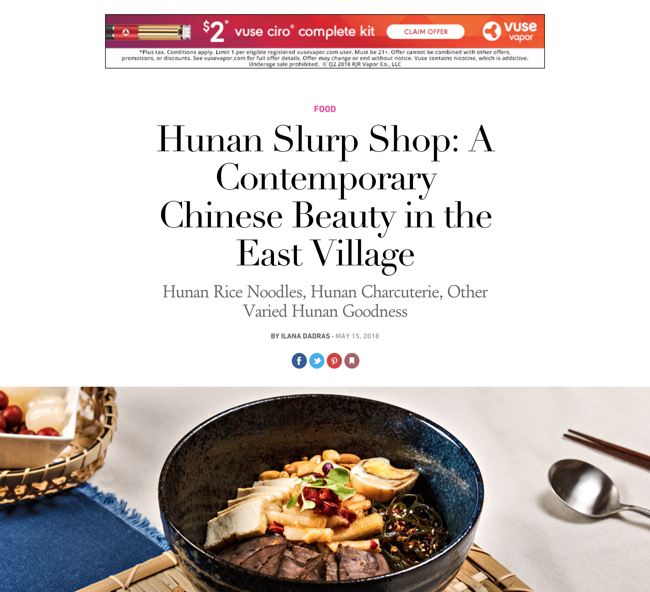 Urban Daddy - Hunan Slurp Shop: A Contemporary Chinese Beauty in the East Village