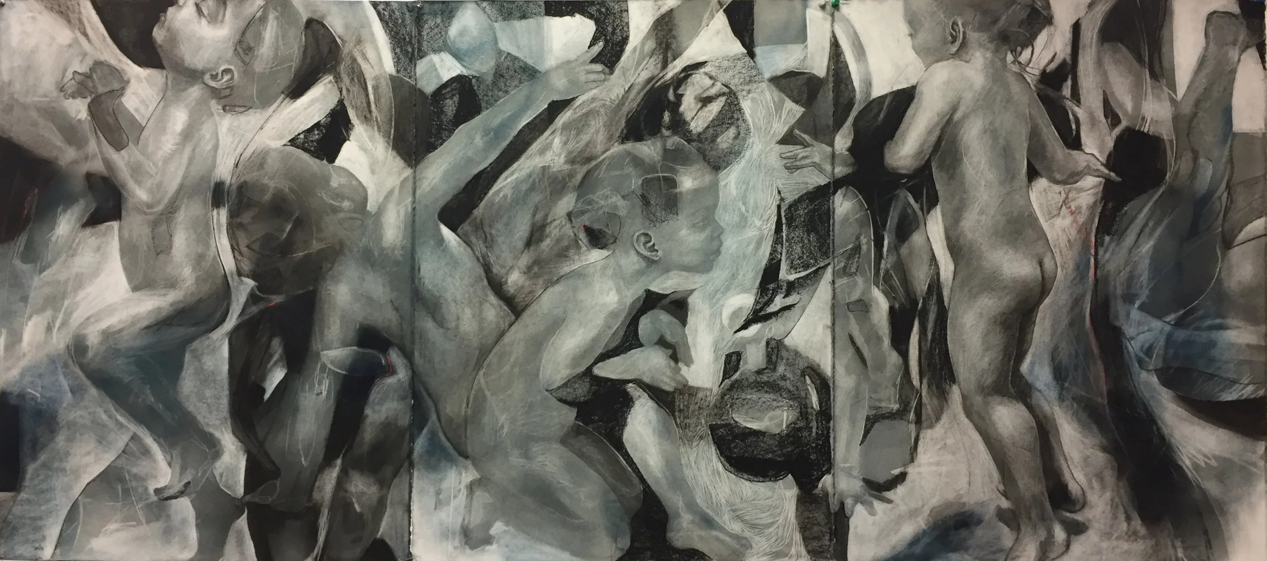 Imaginary Worlds, Charcoal on paper, 76 x 186cm