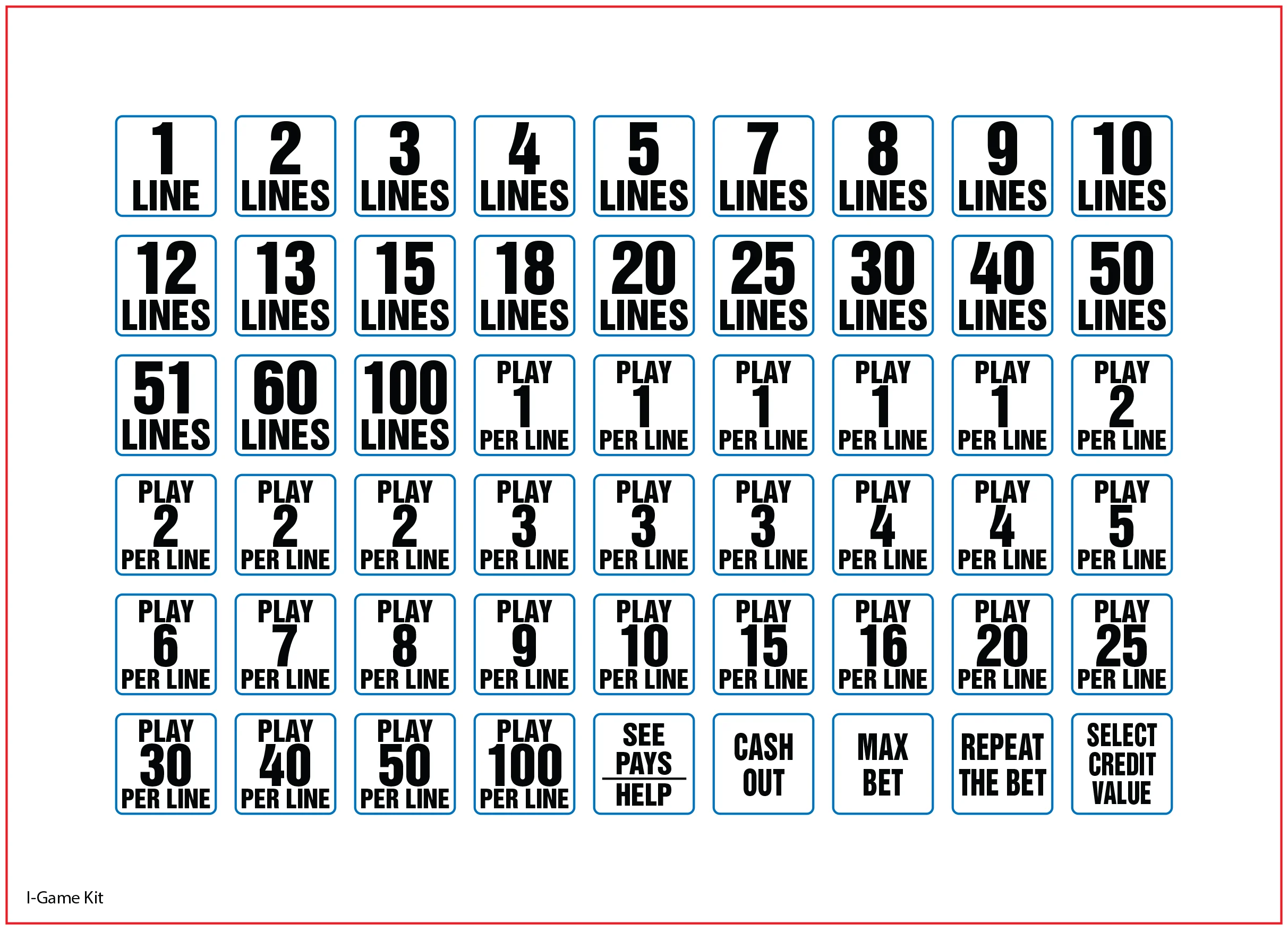 I-Game Button Decals, 100 Lines