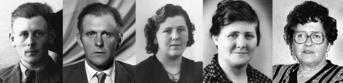 Systkini Skúla, f.v. Alfreð, Haraldur, Björg, Sigfríður og Pálína