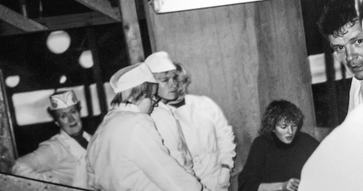 F.v. Guðrún Guðmundsdóttir, ?, Vilborg Guðmundsdóttir, ?, ?, Ásgeir Gestsson.