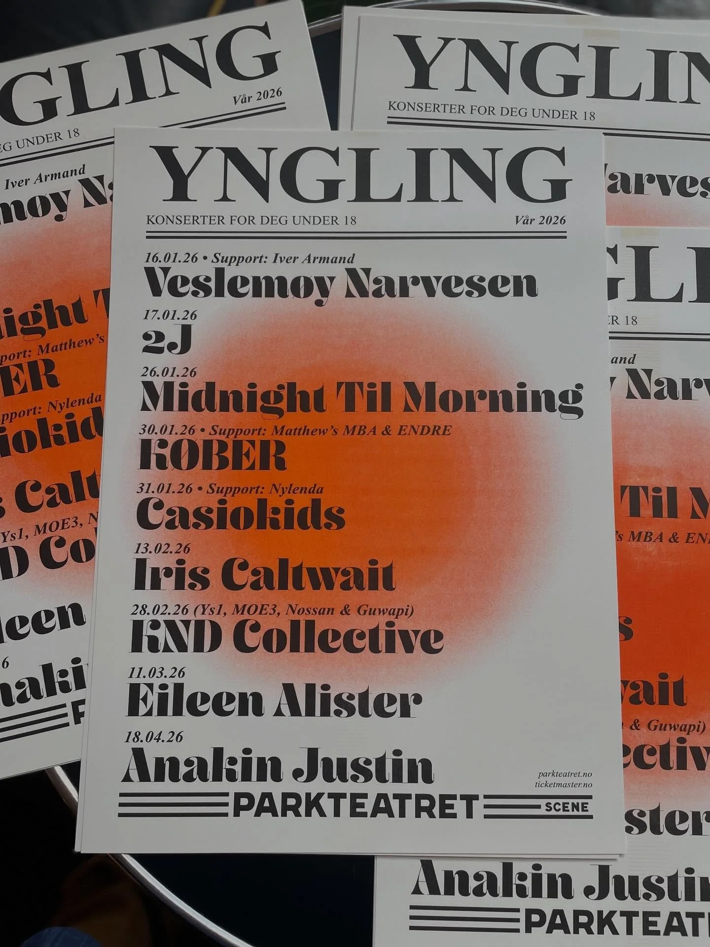 Yngling 🤍 Konserter for deg under 18 🟠 @parkteatret 🟠 Pent print som alltid av @blekksprutn