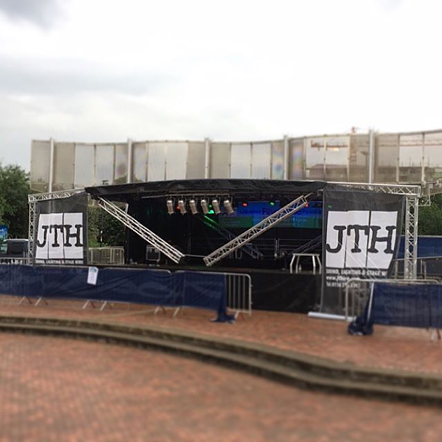 Sneak peek of the main stage being built ready for Leicester Riverside festival. JTH are proud to be one of the main sponsors of this years event! - providing this fantastic stage including sound and lighting! As well as the acoustic stage and PA sys
