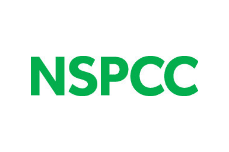 Green text reading 'NSPCC' on a white background.