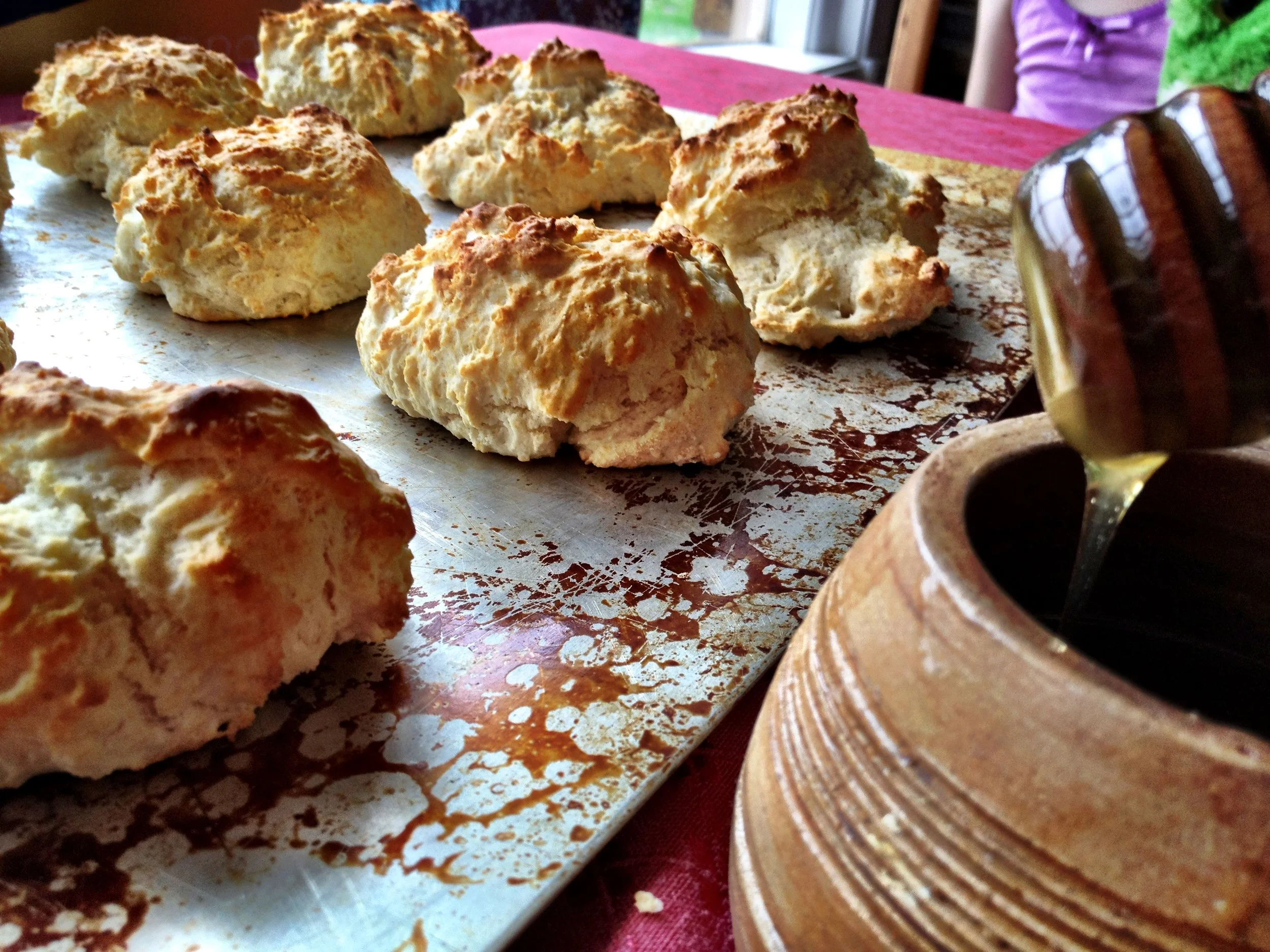 My brother-in-law’s from scratch biscuits with local honey . . . divine!