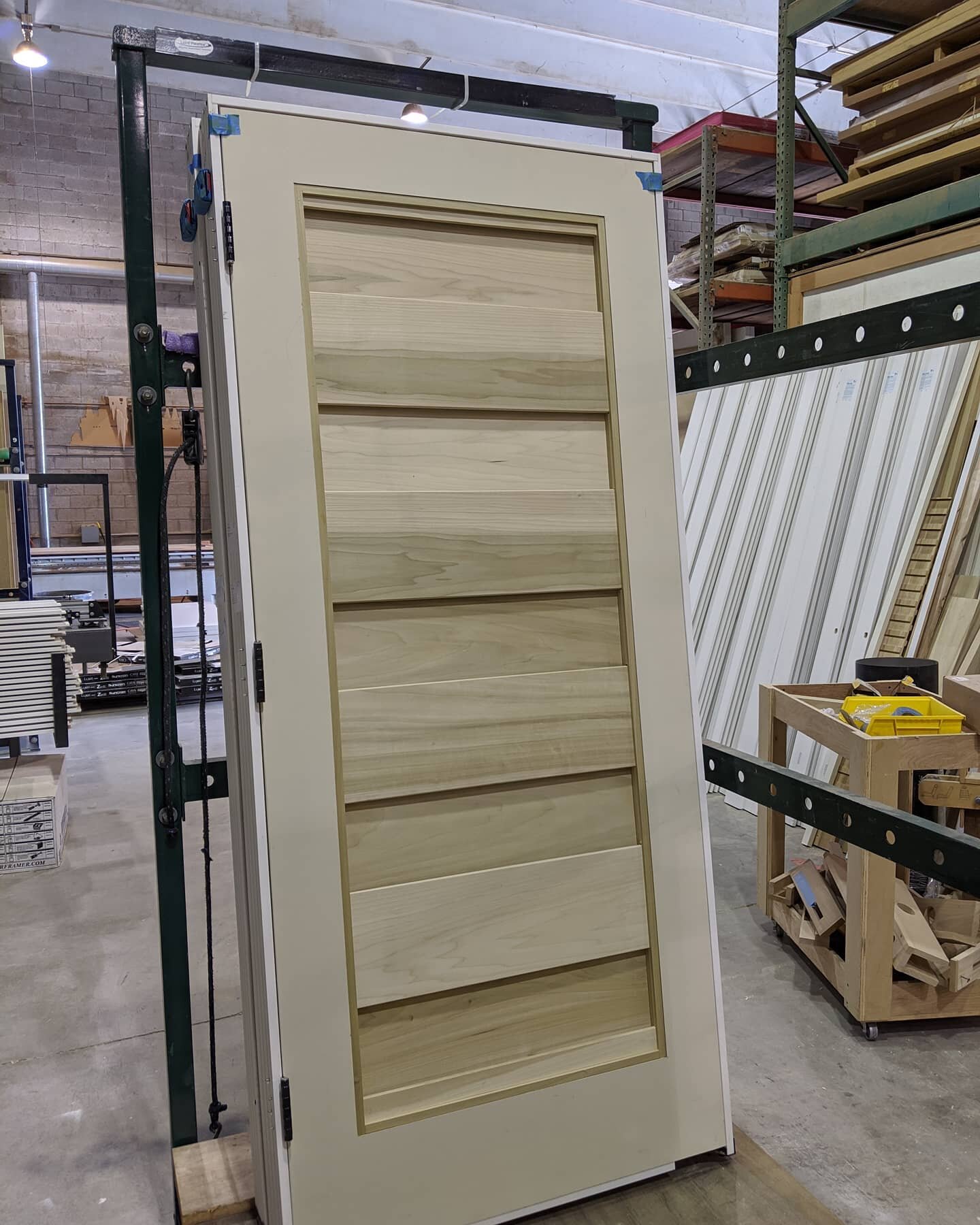 Here is one of our latest customer driven custom doors; a very wide very bold louver door. #louverdoors #customdoors #poplar