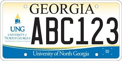 An example of a University of North Georgia license plate.