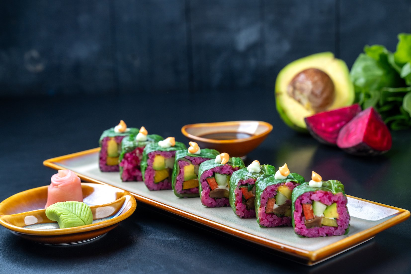 Spinach, Cream Cheese & Avocado Pink Roll_Sriracha.jpg