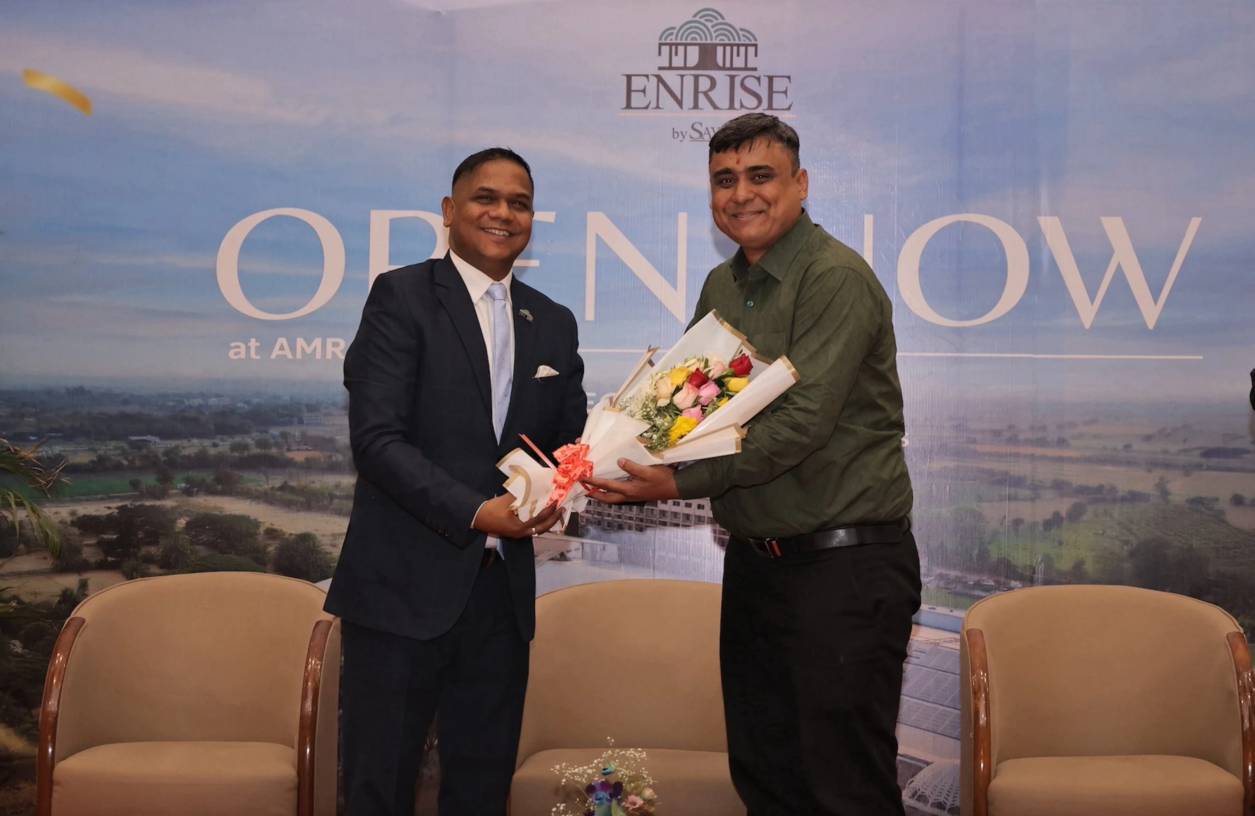 Mr. Ajay Kanojia, Director of Operations, Sayaji Hotels, with Mr. Swapnil  Soni, Director, Maniratna Group LLP at the launch event  (1).JPG