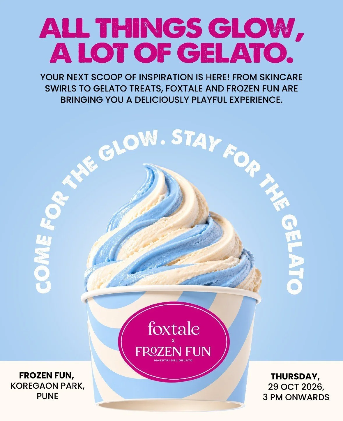 Foxtale and Frozen Fun Turn a Face Mask into Bubblegum Cheesecake Gelato in Pune
