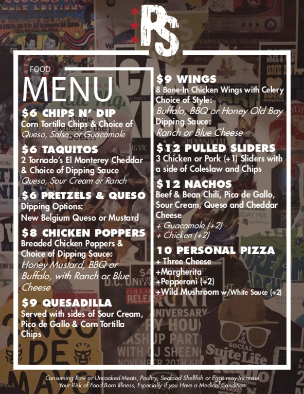 Penn Social Food Menu Penn Social Sports Game Bar