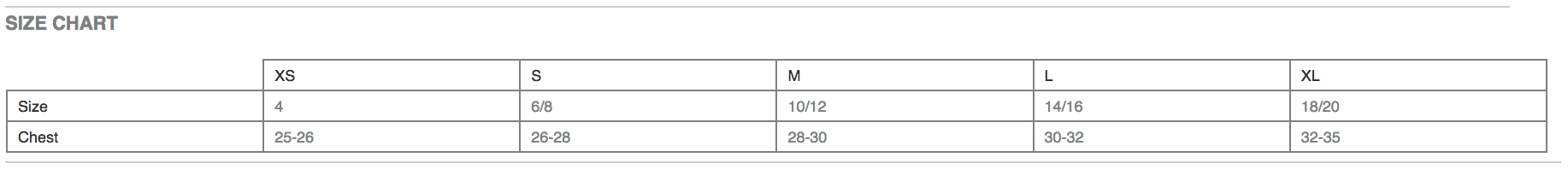 YOUTH SIZING