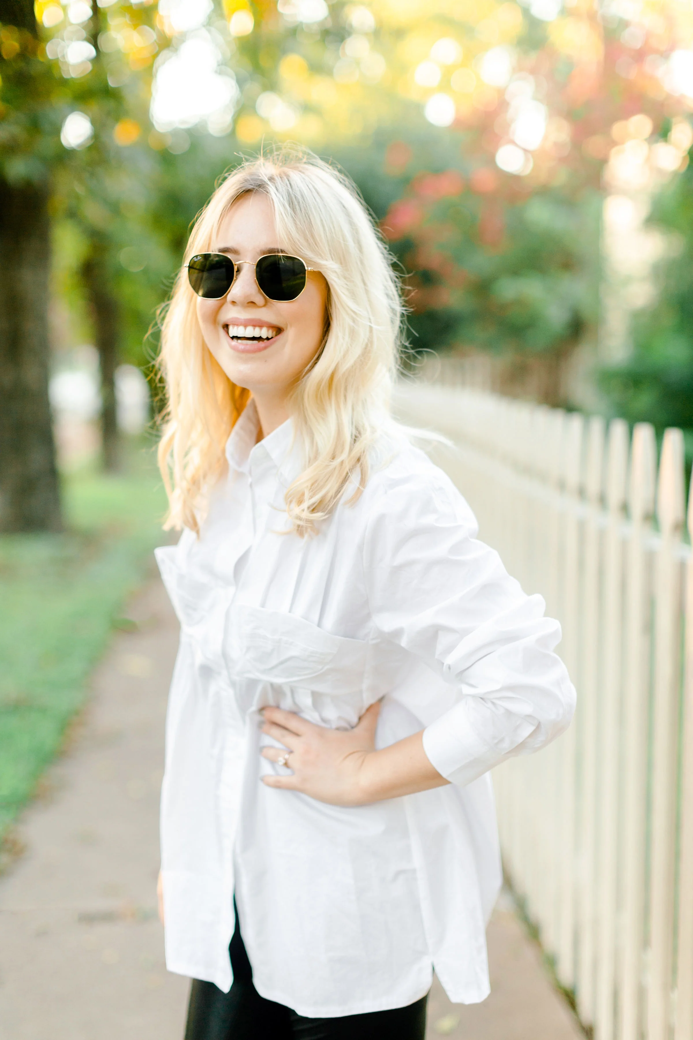 White Button Up & Motto Leggings