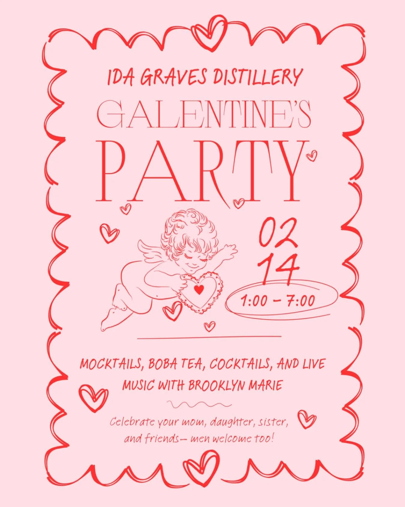 Is there any love sweeter than that between besties, sisters, mothers and daughters? 

Join us to celebrate all of the gals in your life with our Galentine&rsquo;s Day party on Valentines Day, 2/14 from 1:00-7:00. We&rsquo;ll have boba tea, mocktails