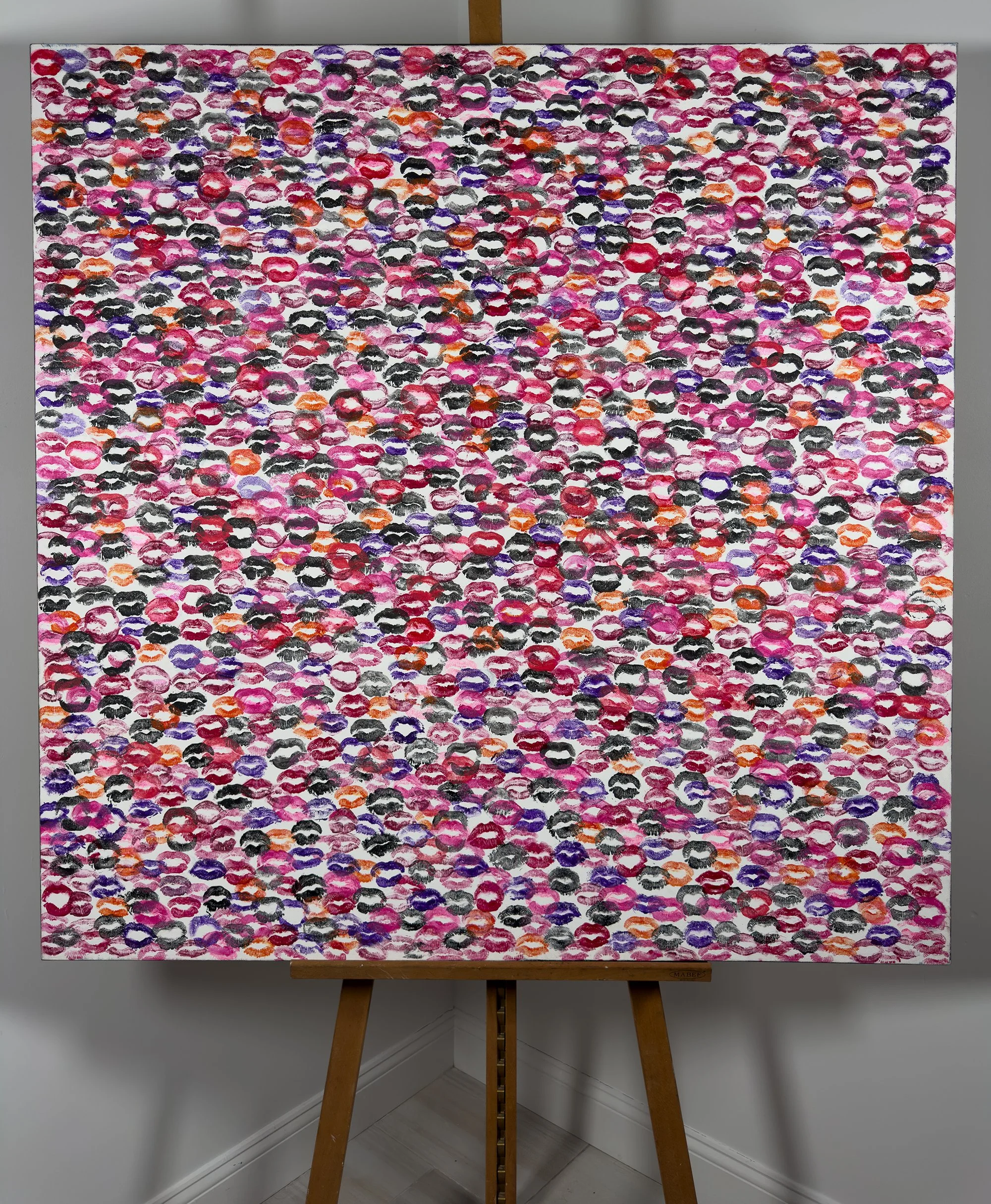 From My Lips to Yours original 48x48 acrylic lip kisses print painting by Nadeane Friend