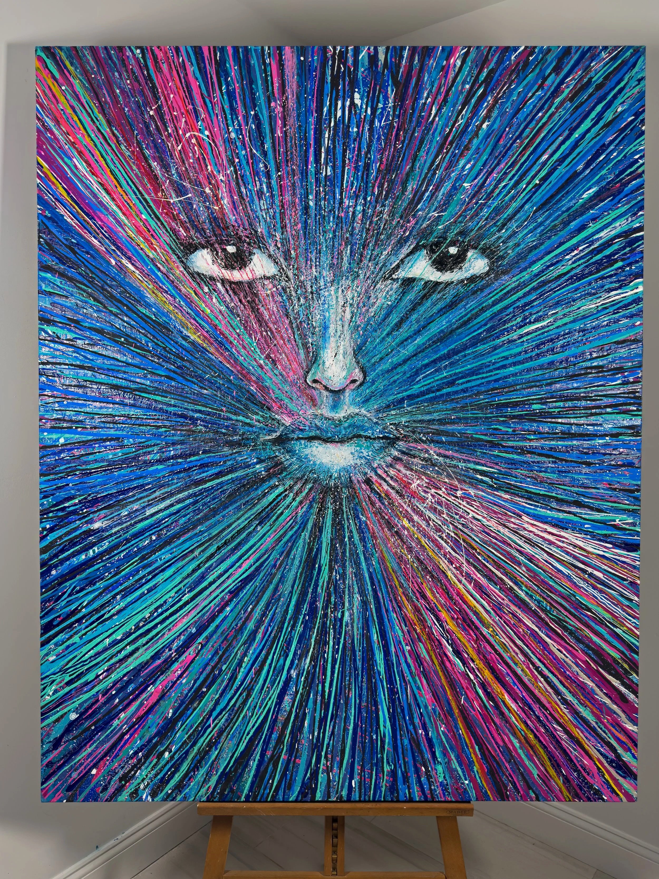 Large abstract portrait painting- home decor- interiror design