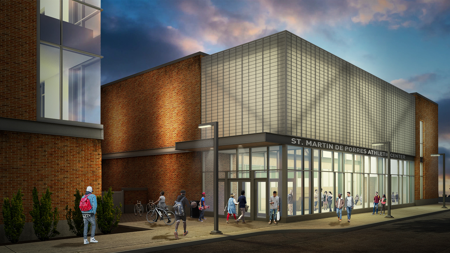 GYMNASIUM EXTERIOR NIGHT