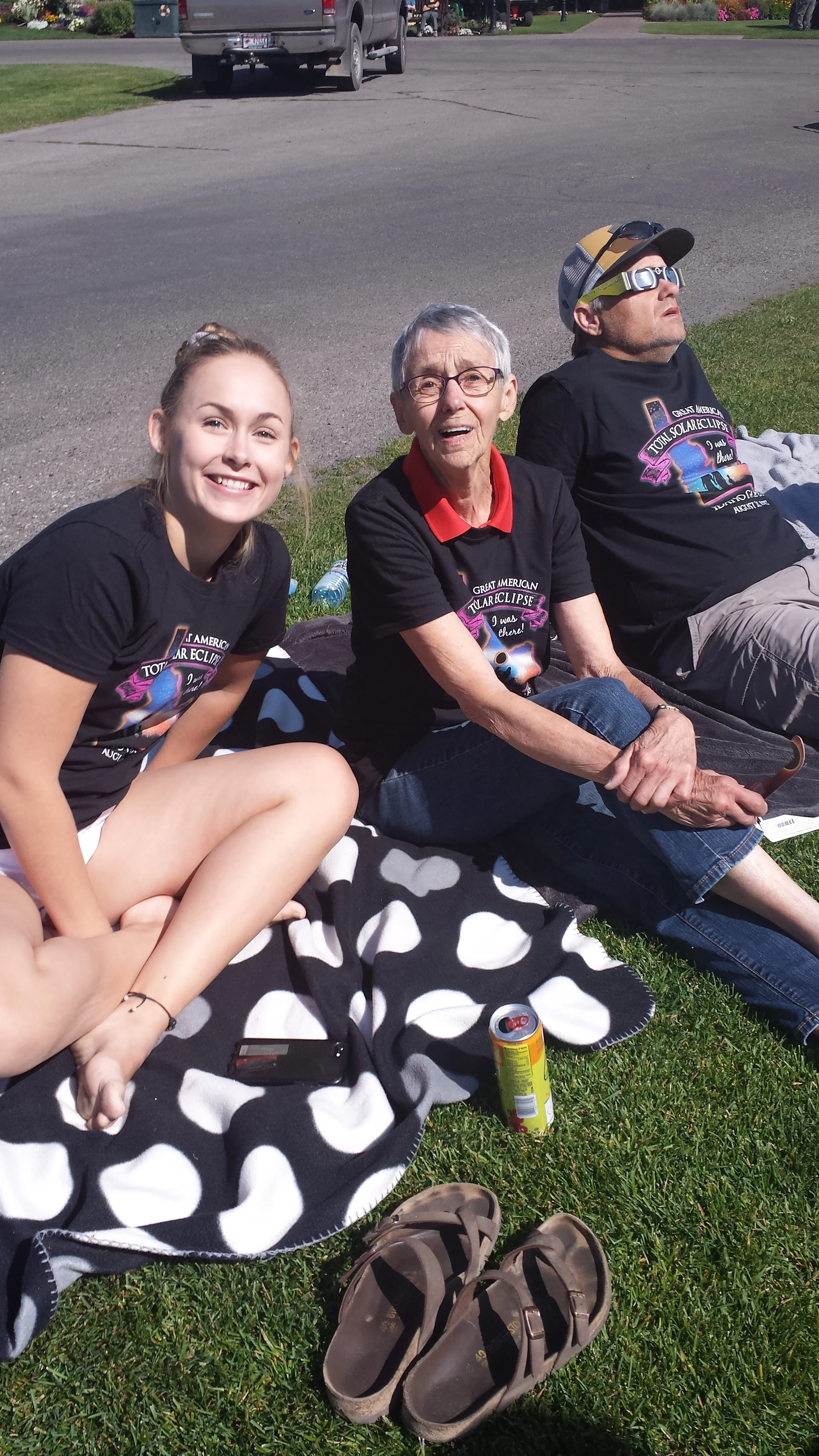 My mom’s last big road trip to see the solar eclipse in Sun Valley, Idaho, with my daughter and brother, Devon and Tony, August 21, 2017.