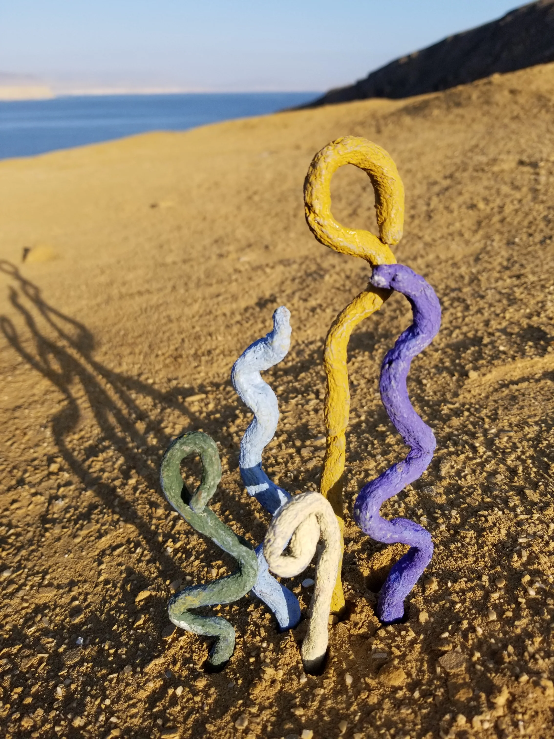 First earth pigment offering at Playa la Mina in the Paracas National Reserve, Peru, June 2019.