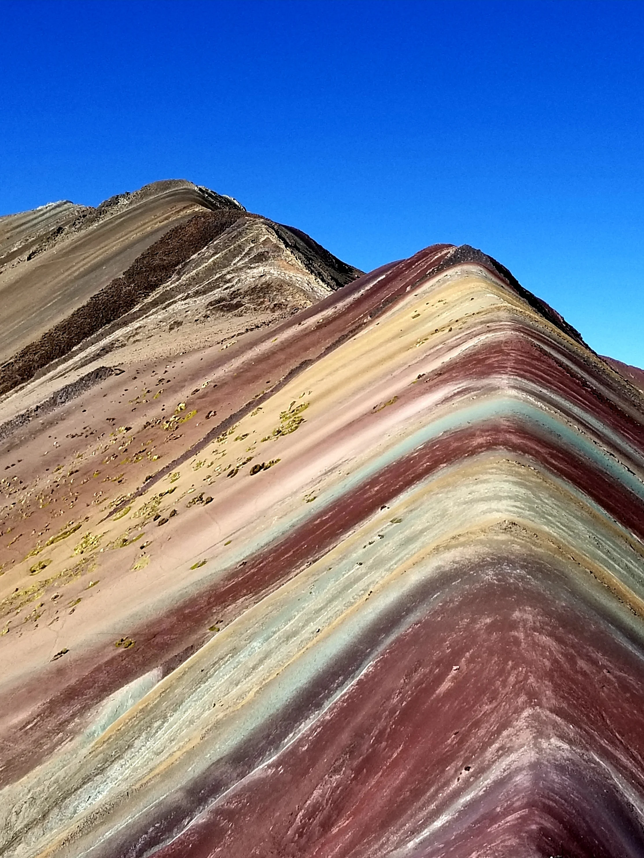Easy to see the earth pigments in the Mountain of 7 Colors, aka Rainbow Mountain, Peru, July 2019.