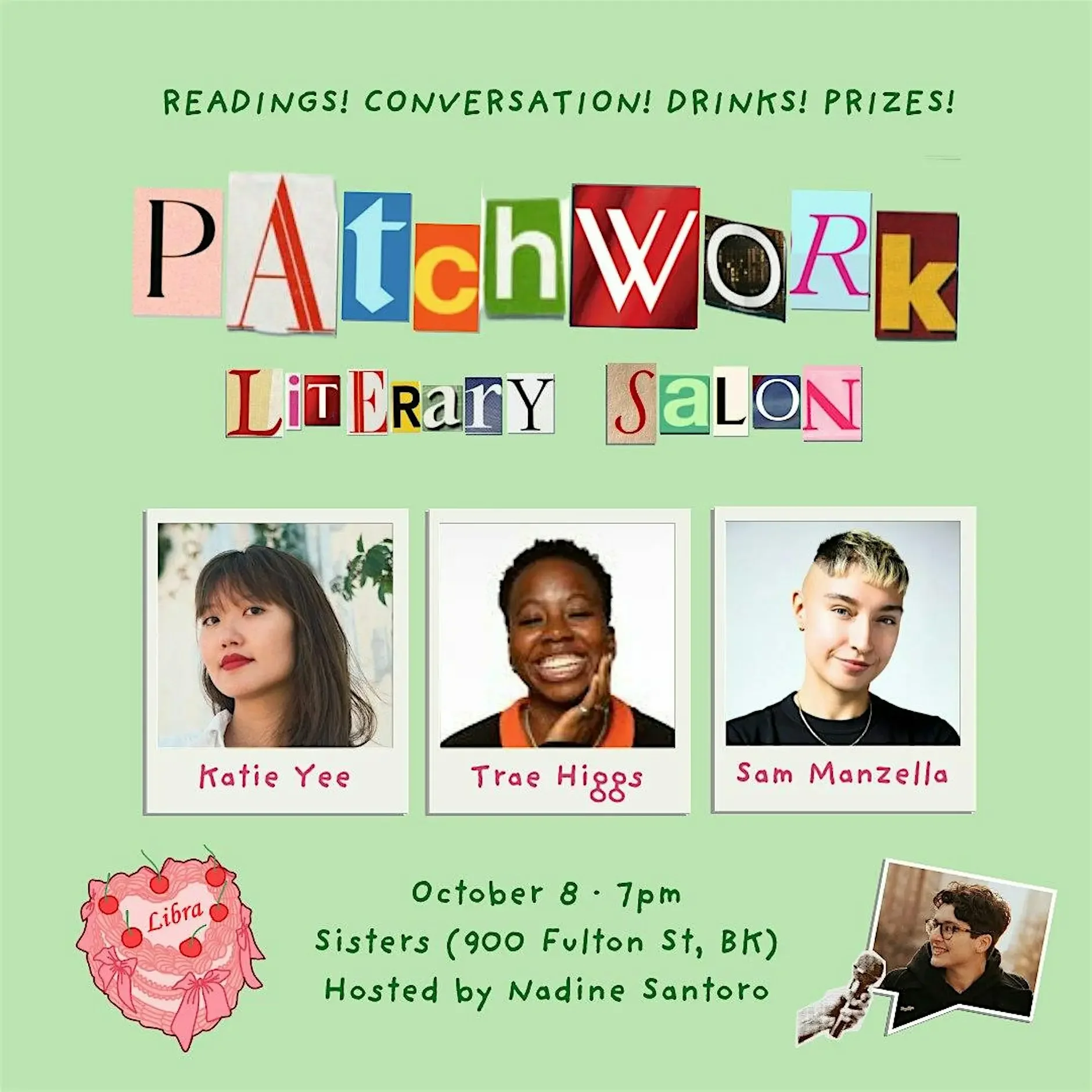 Patchwork Literary Salon: Higgs, Manzella, Yee