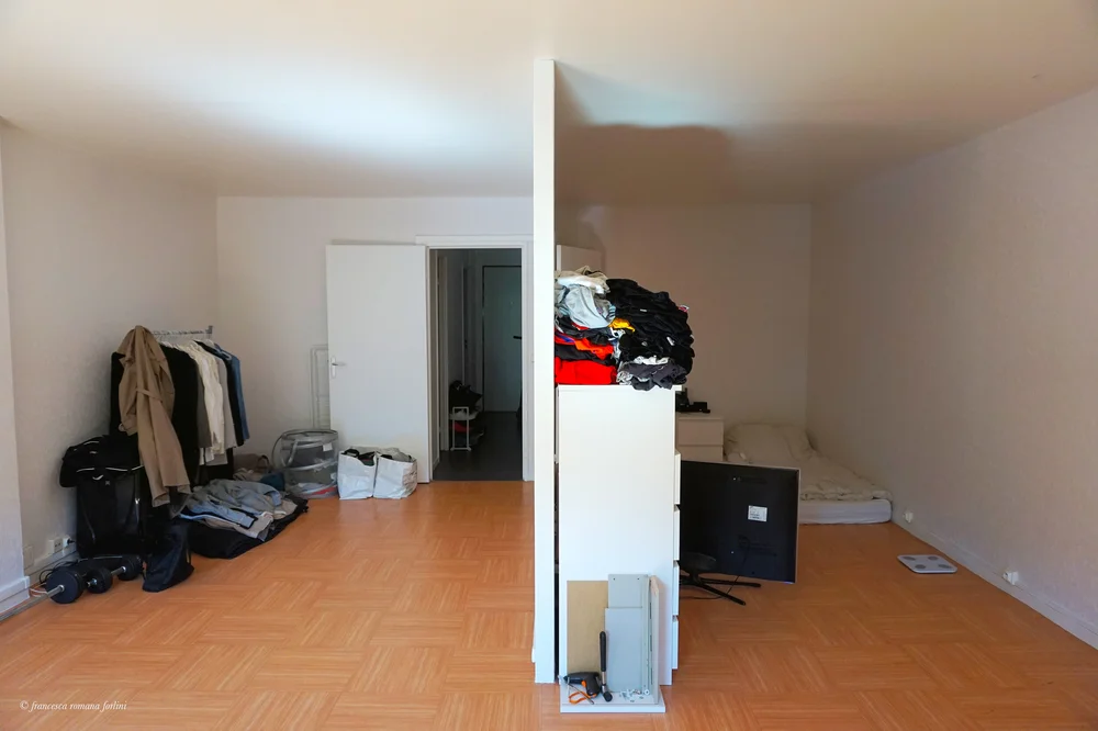  Dividing lines. Interior of an apartment at the Orgues de Flandre estate in Paris. 2019 