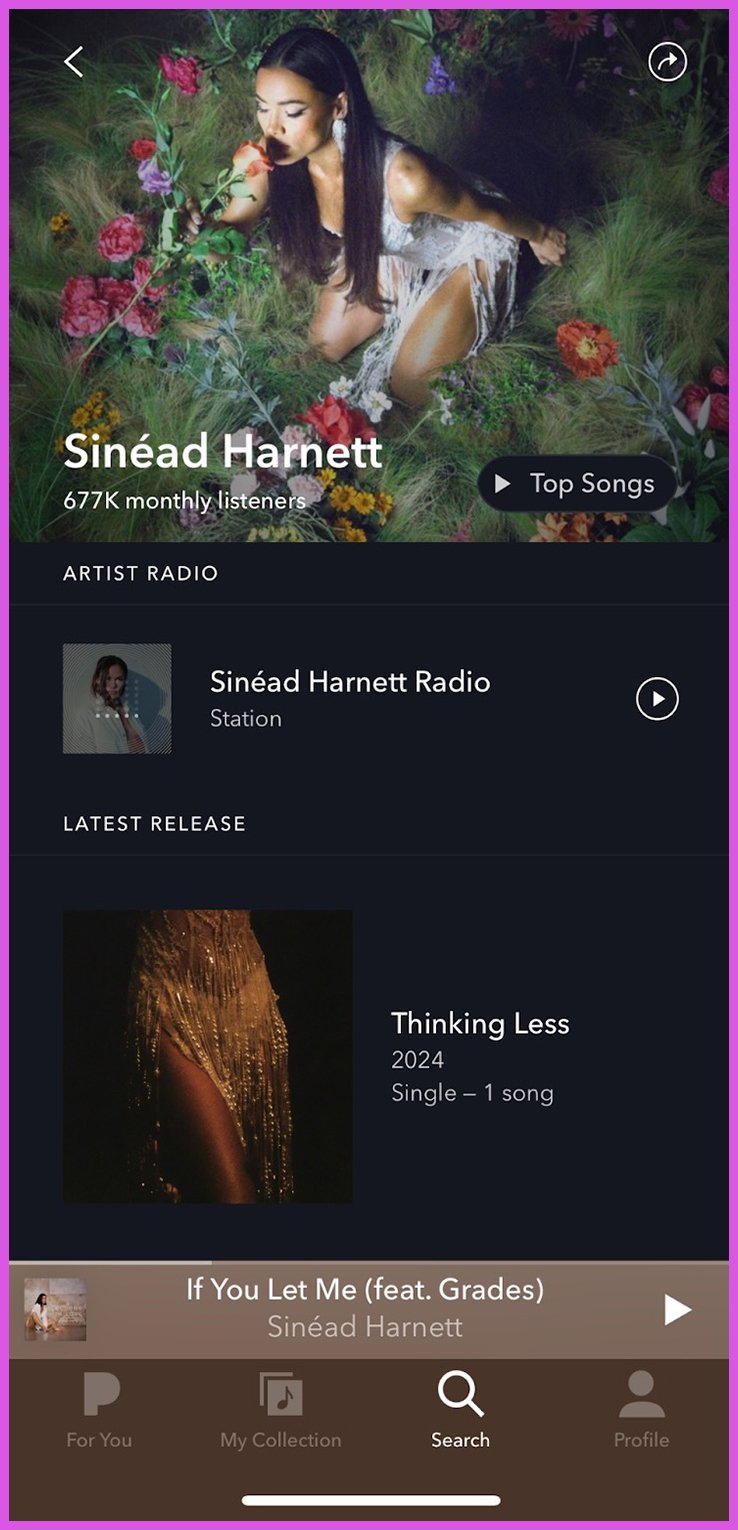 Sinéad Harnett's Pandora Cover Photo - Editing