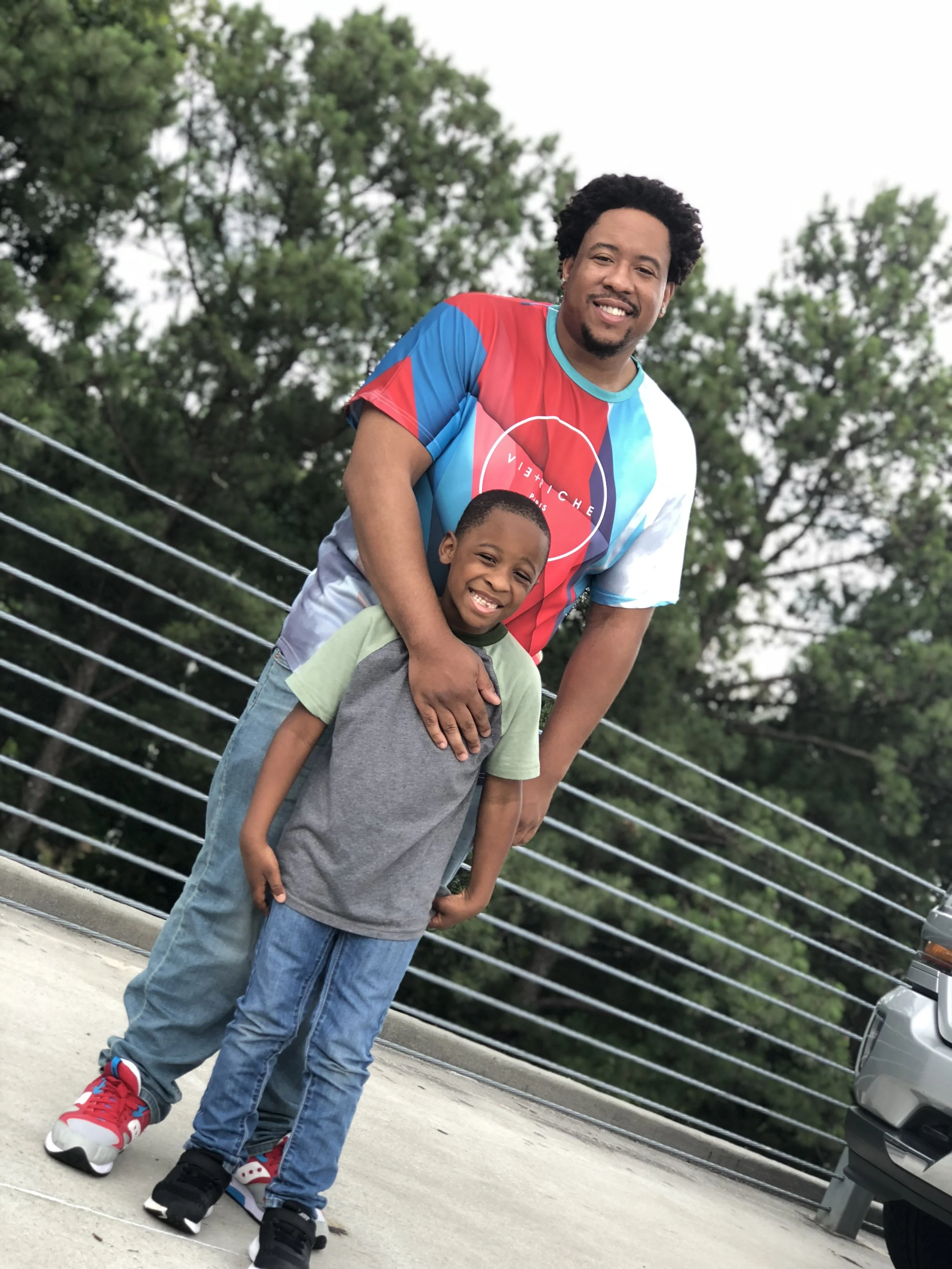 “Happy Fathers Day! Thank you for being our sons first best friend. He looks up to you now but one day I’m sure he will be taller then you but for now enjoy ;) ” -Shanophia