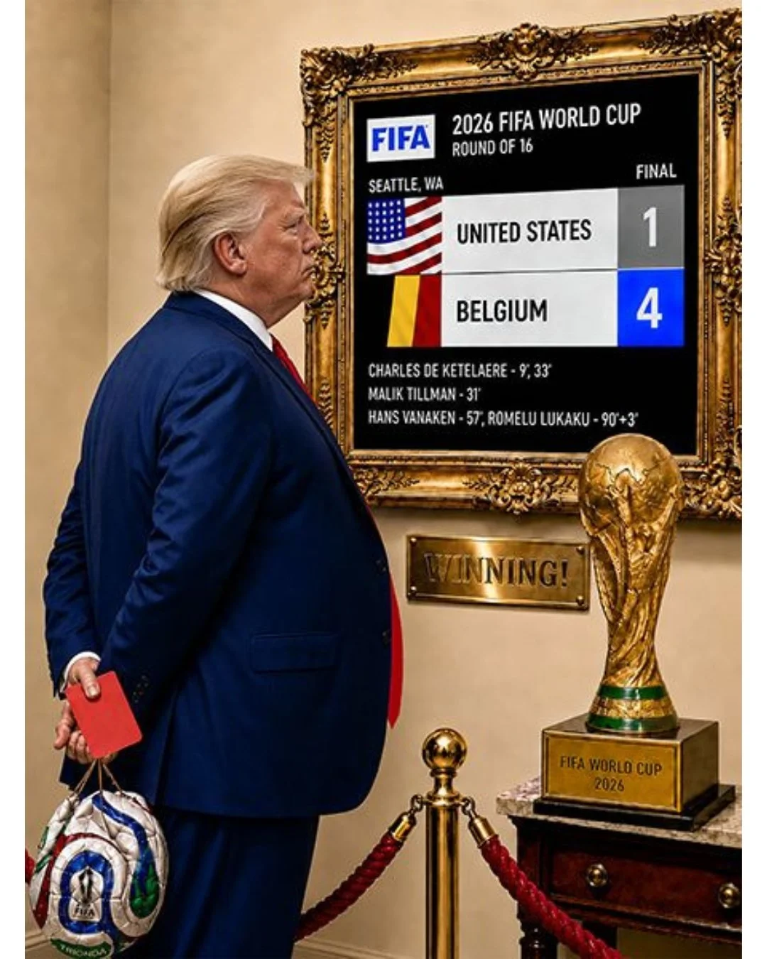 Fair Play: Weigh in

&ldquo;If they beat us, then they can be really proud. The other way, if they beat us, I say it was rigged, just like the election was rigged in 2020." President DONALD J. TRUMP
 
Driving fans to distraction. The Trump curse